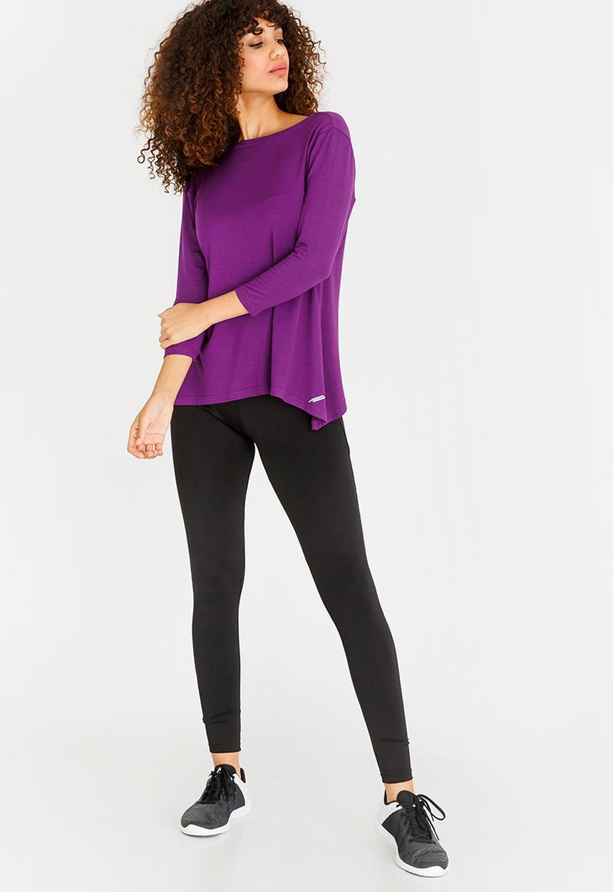 Lithe - Twist Back 3/4  Sleeve Tee Dark Purple