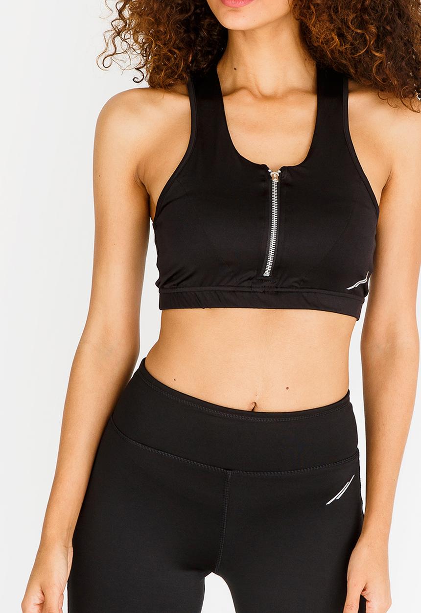 Lithe - Bra with Metallic Zip Black
