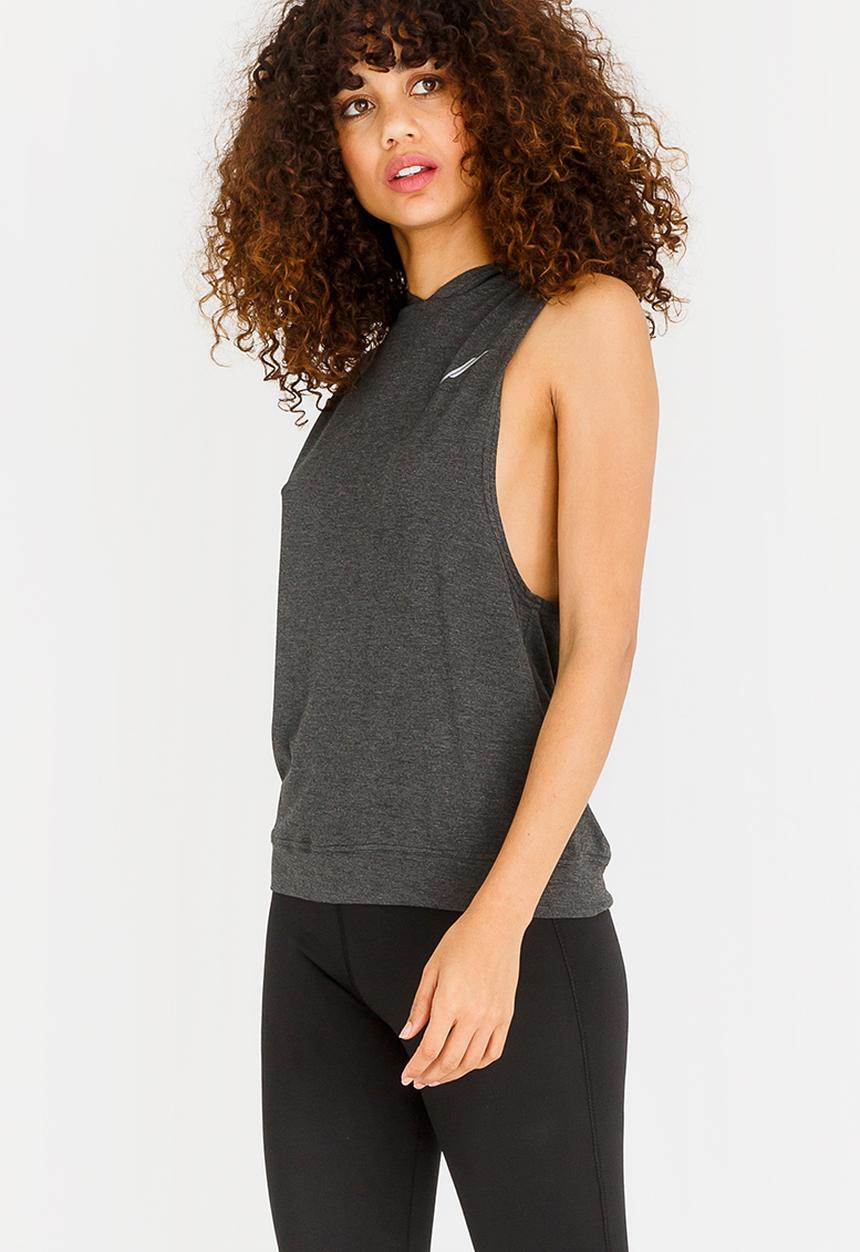 Lithe - Sleeveless Hooded Top Grey