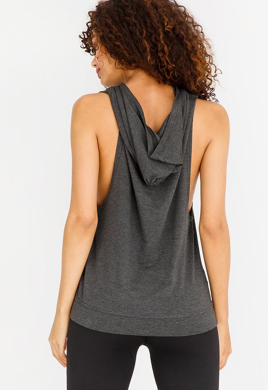 Lithe - Sleeveless Hooded Top Grey