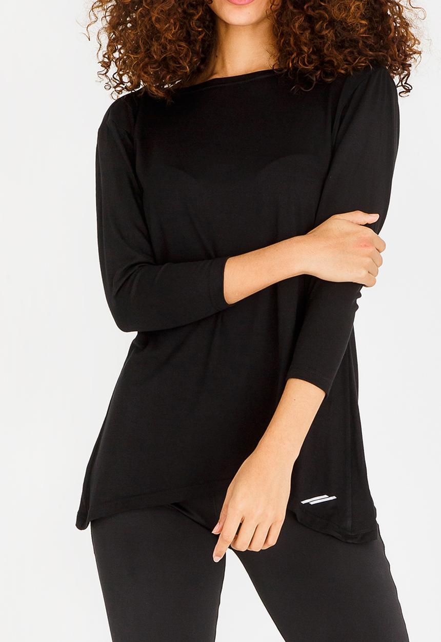 Lithe - Twist Back 3/4  Sleeve Tee Black