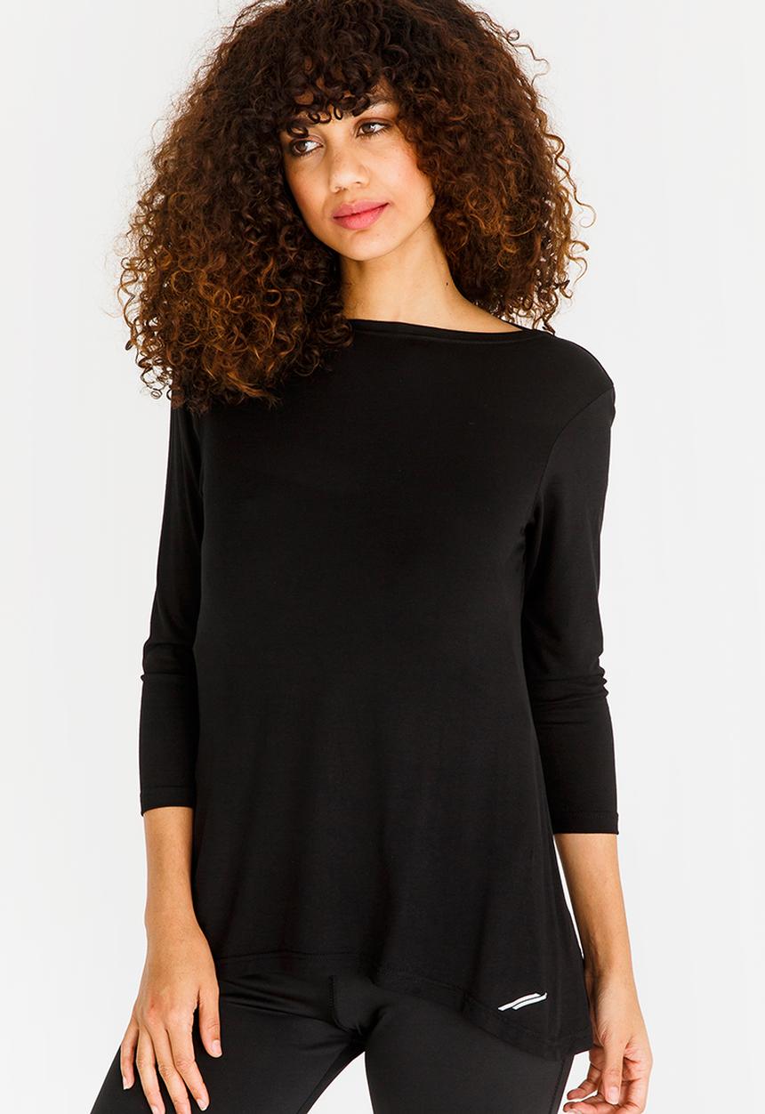Lithe - Twist Back 3/4  Sleeve Tee Black