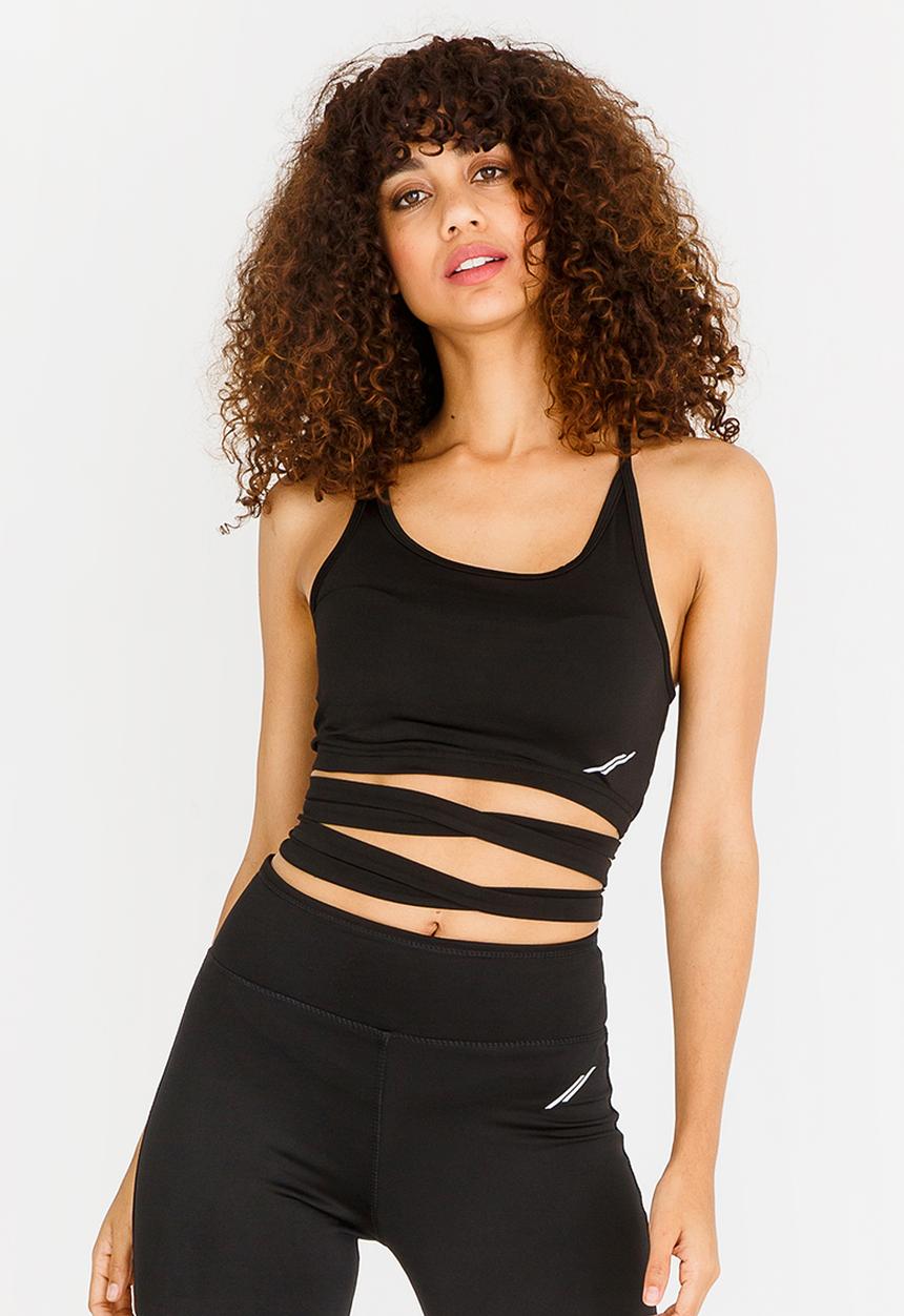Lithe - Strappy Bra with Metal Ring Black