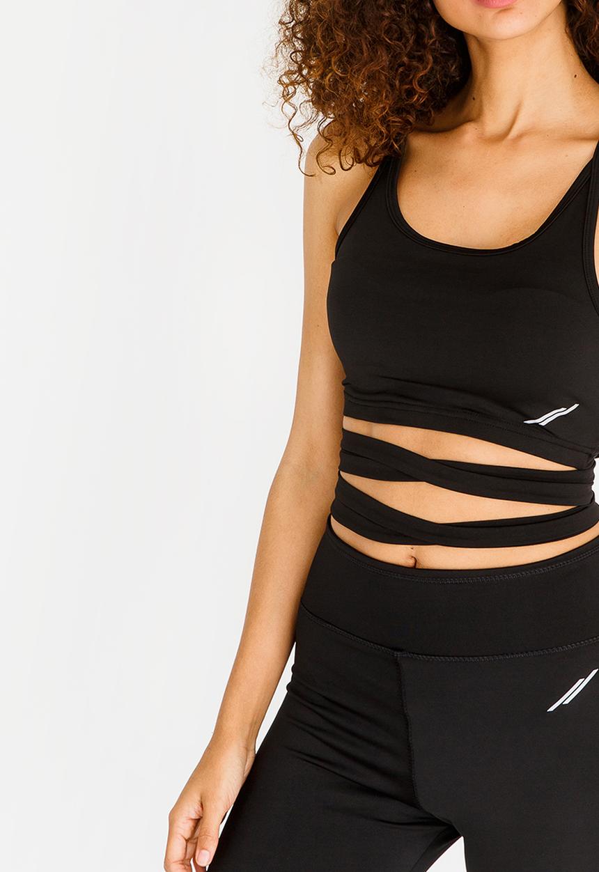 Lithe - Strappy Bra with Metal Ring Black