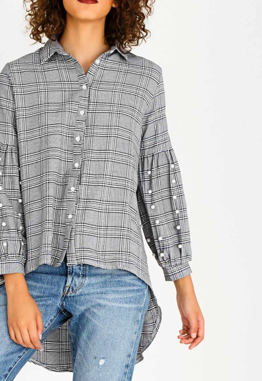 STYLE REPUBLIC - Check Pearl Detail Shirt Multi-colour