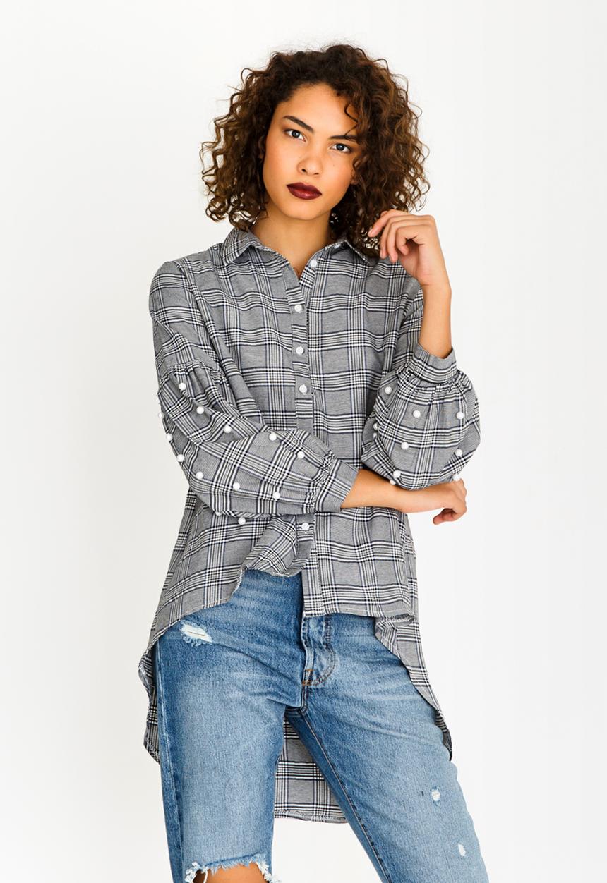 STYLE REPUBLIC - Check Pearl Detail Shirt Multi-colour