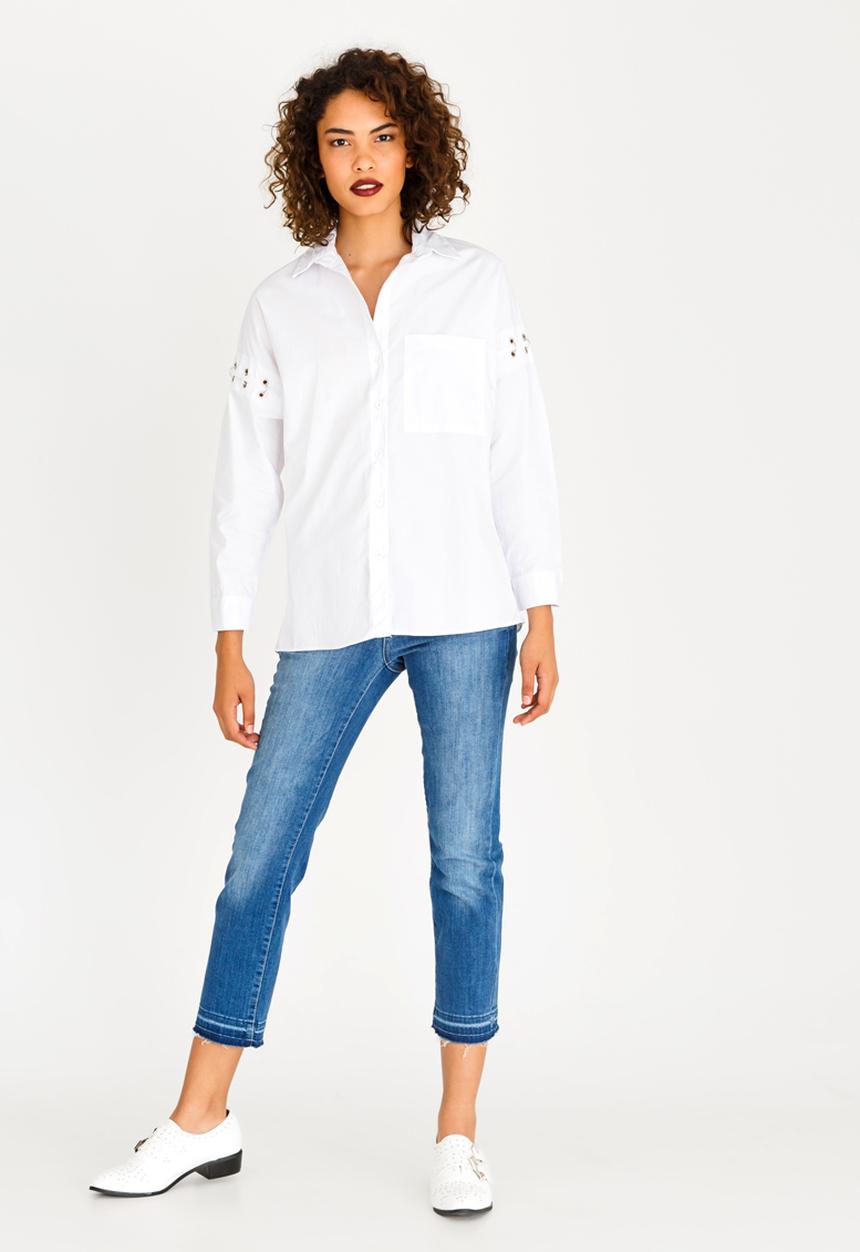 STYLE REPUBLIC - Pierced Sleeve Shirt White