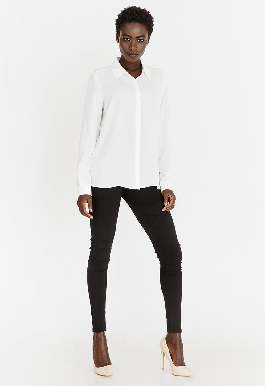 edit - Button Stand Blouse Cream