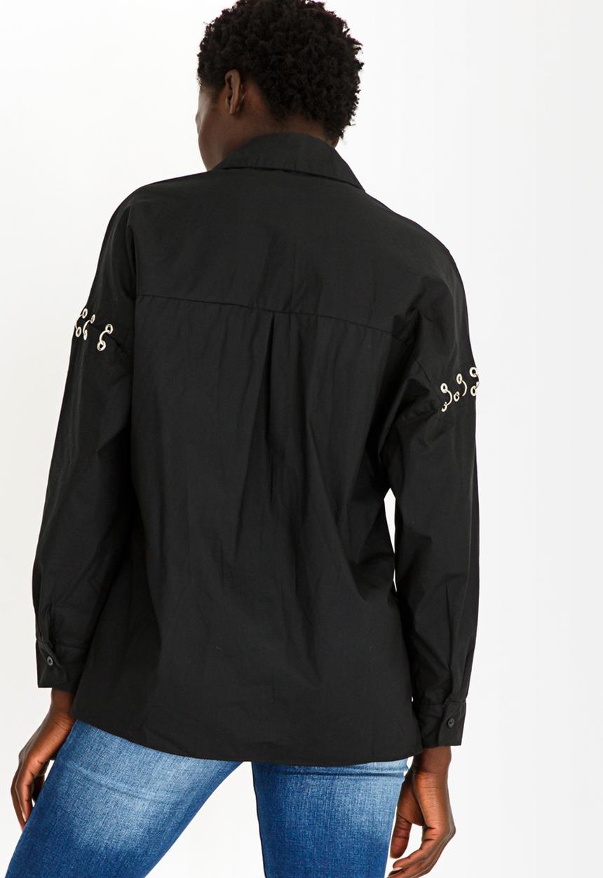STYLE REPUBLIC - Pierced Sleeve Shirt Black