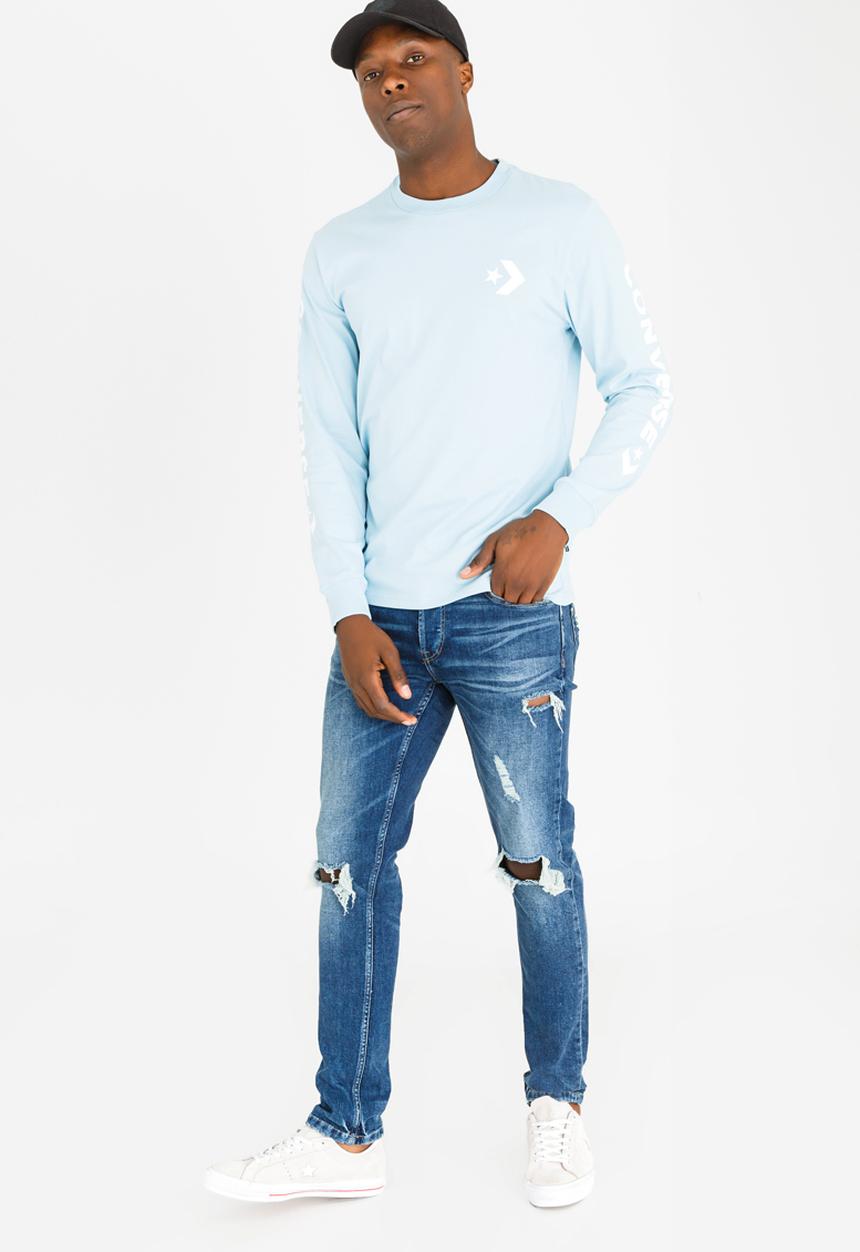Converse - Converse Star Chevron Wordmark Tee Pale Blue