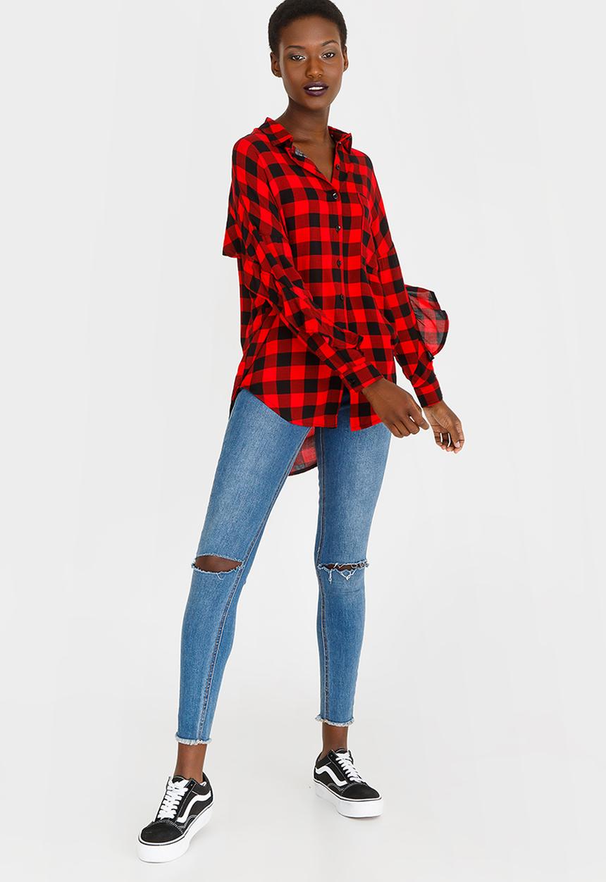 c(inch) - Frill Detail Shirt Red