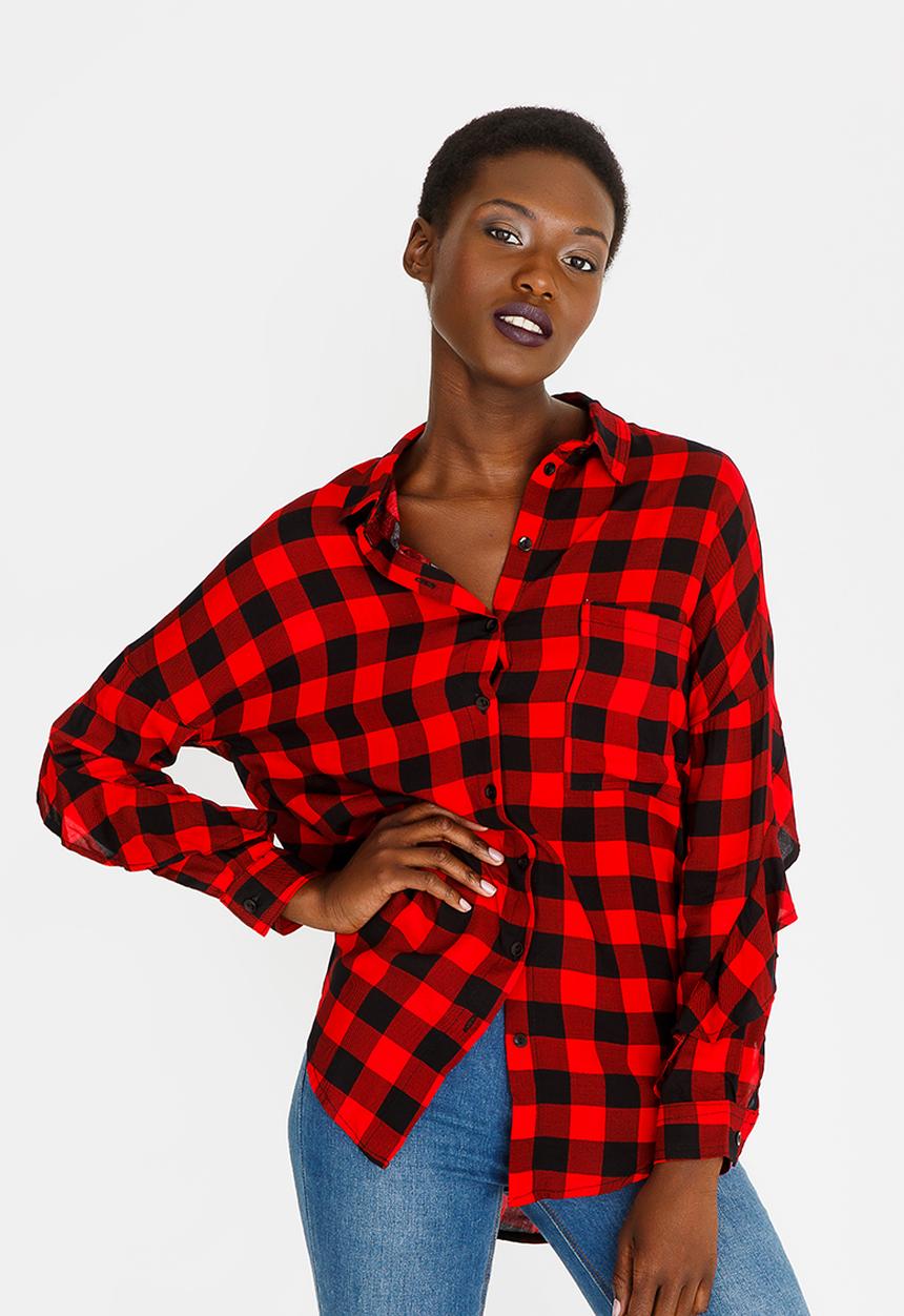 c(inch) - Frill Detail Shirt Red