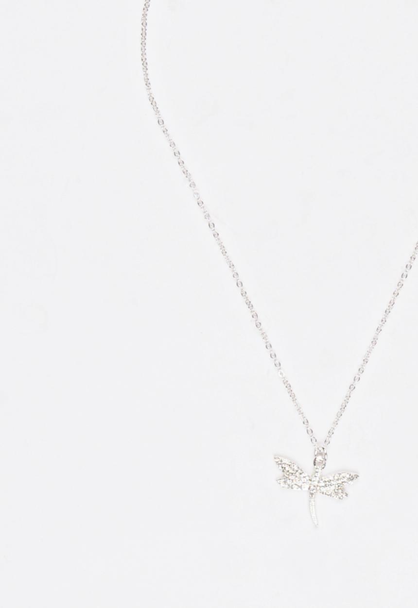 Jewels and Lace - Dragonfly Necklace Silver