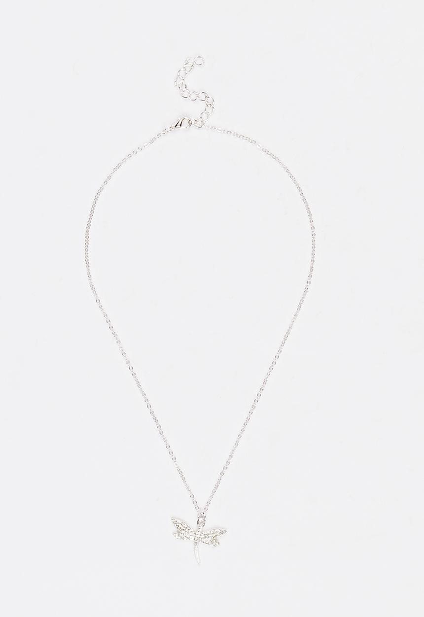 Jewels and Lace - Dragonfly Necklace Silver