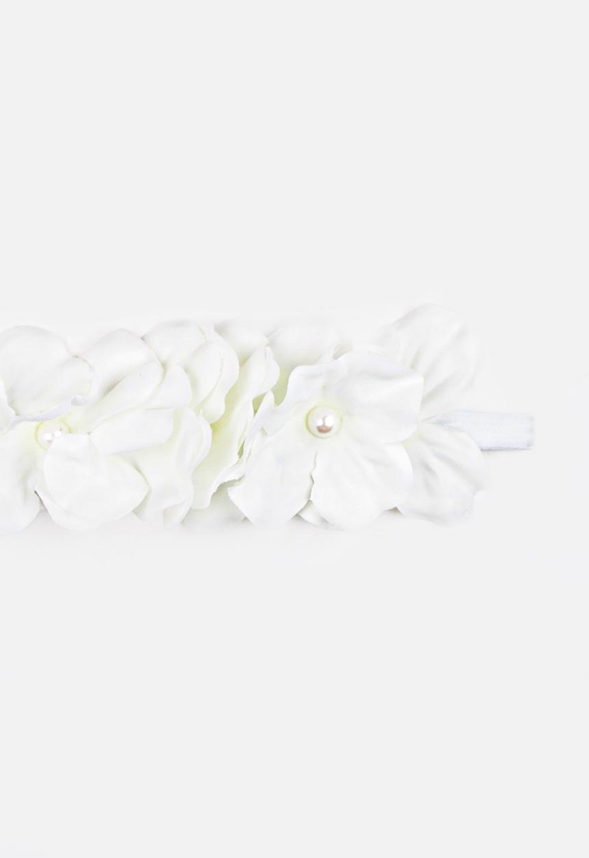 Jewels and Lace - Flower Headband White