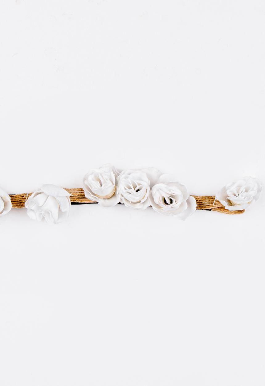 Jewels and Lace - Rose Headband White