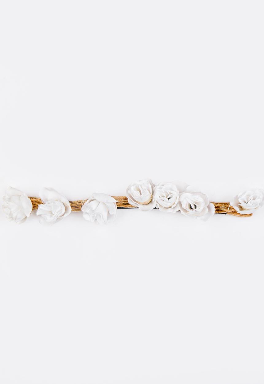 Jewels and Lace - Rose Headband White