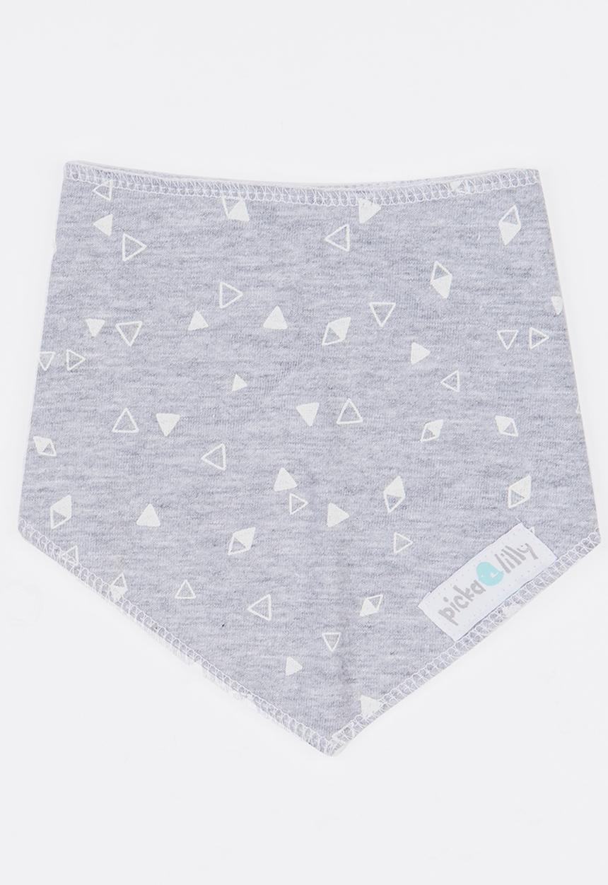 Pickalilly - Triangle Print Bandana Bib Grey