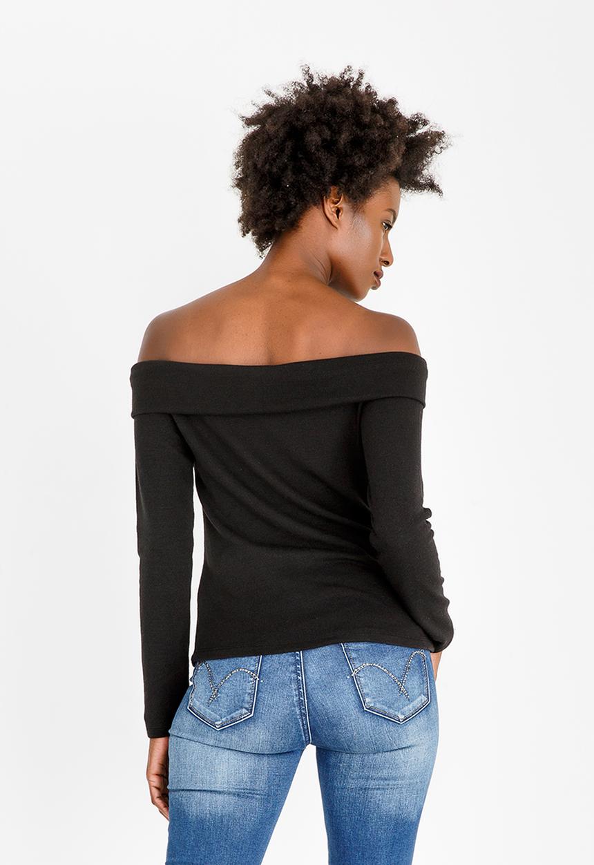 SISSY BOY - Slouchy Bardot Top Black
