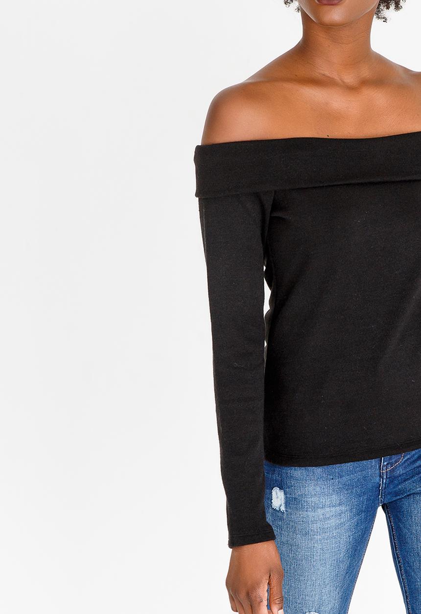 SISSY BOY - Slouchy Bardot Top Black