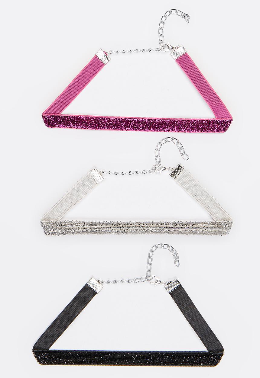 Jewels and Lace - Glitter Chocker Twin Pack Multi-colour