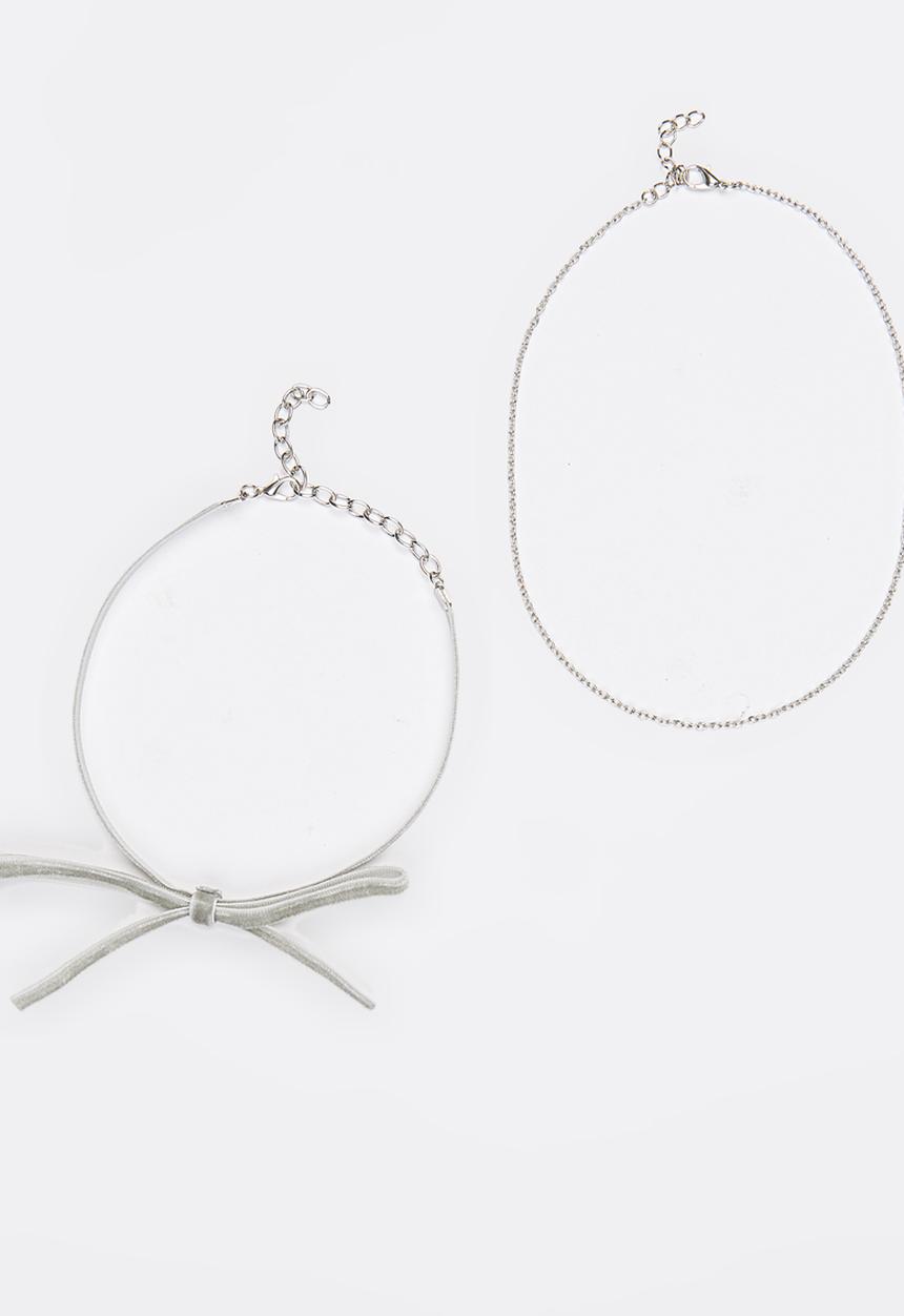 Jewels and Lace - Velvet Chocker Twin Pack Grey