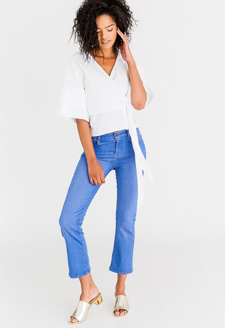 STYLE REPUBLIC - Sleeve Detail Wrap Blouse White