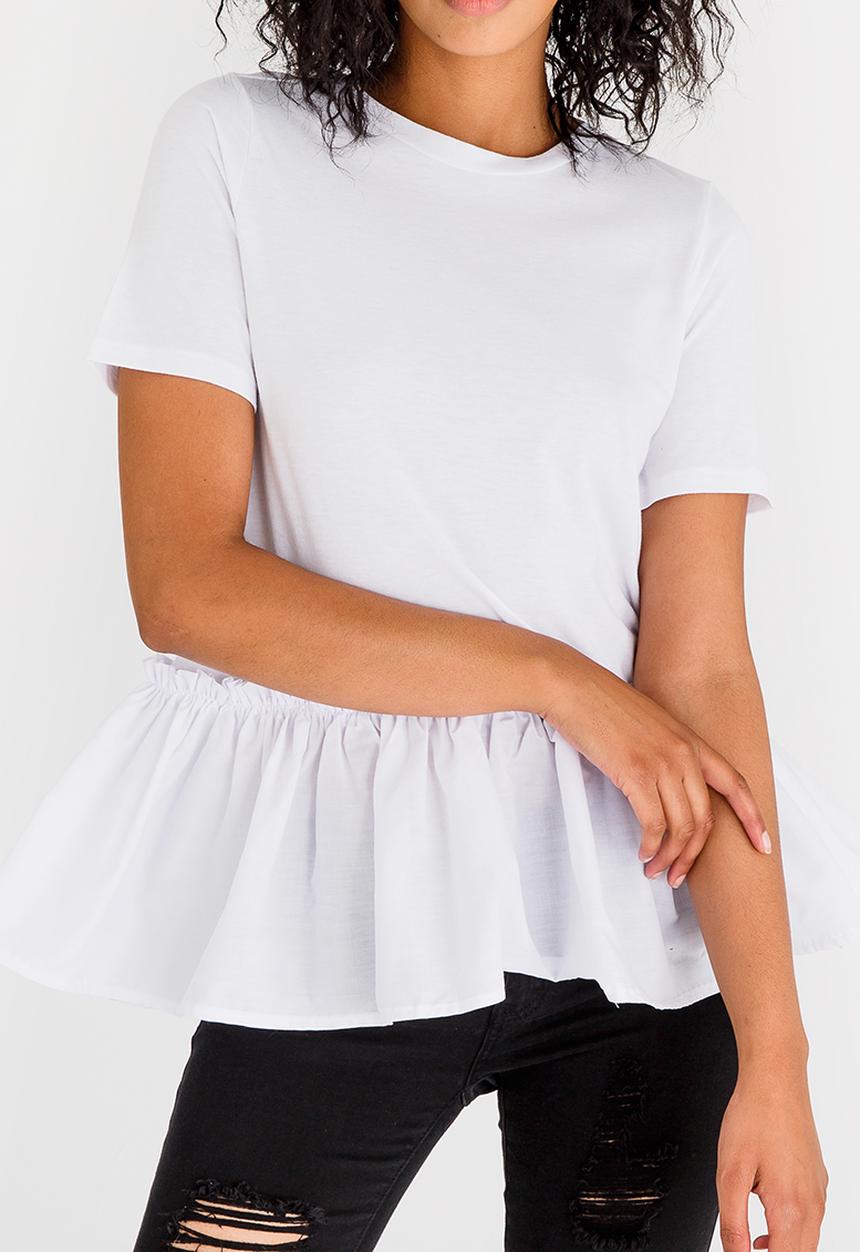 STYLE REPUBLIC - Frill Hem T-shirt White