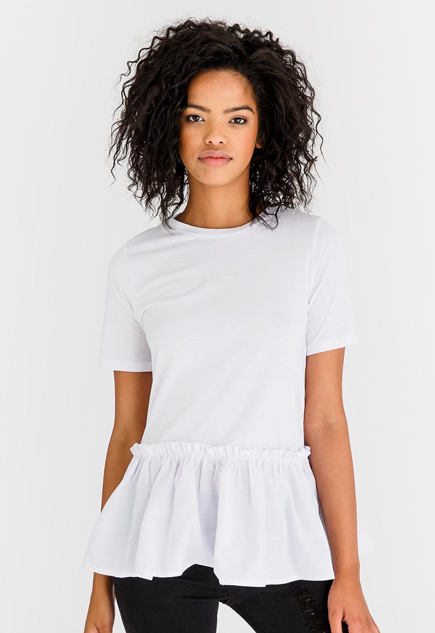 STYLE REPUBLIC - Frill Hem T-shirt White