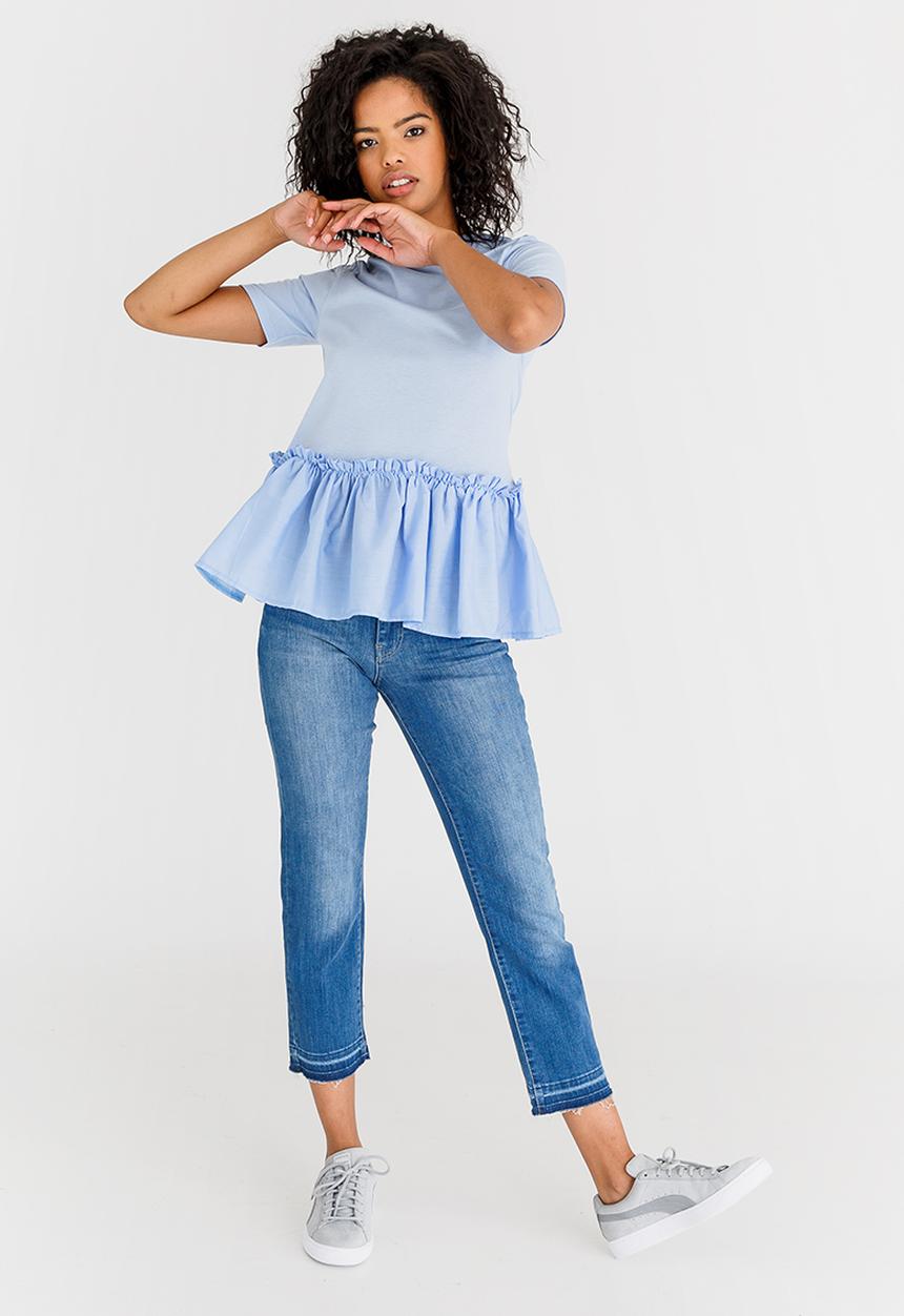 STYLE REPUBLIC - Frill Hem T-shirt Pale Blue