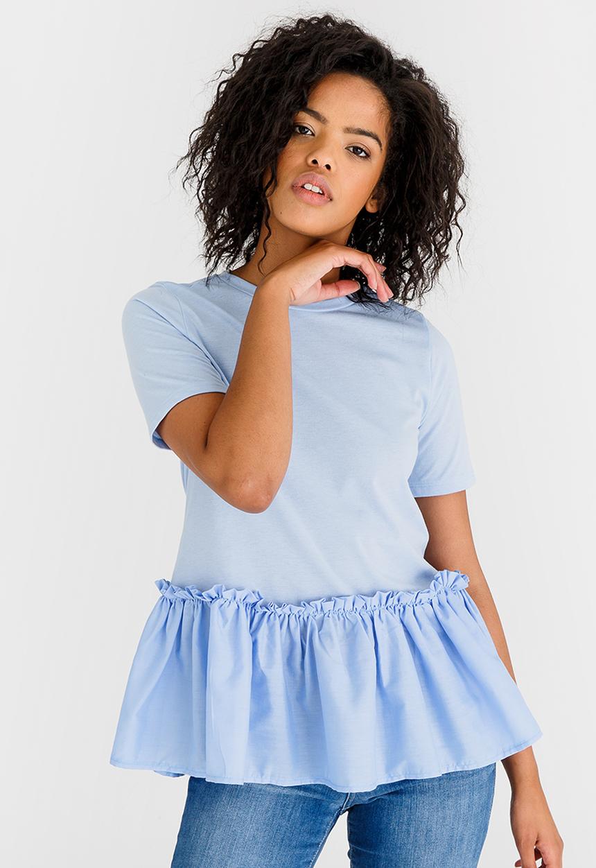 STYLE REPUBLIC - Frill Hem T-shirt Pale Blue