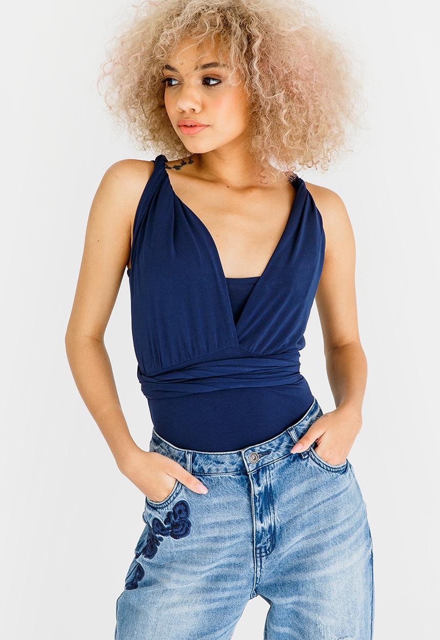 STYLE REPUBLIC - Multi Wrap Bodysuit Navy
