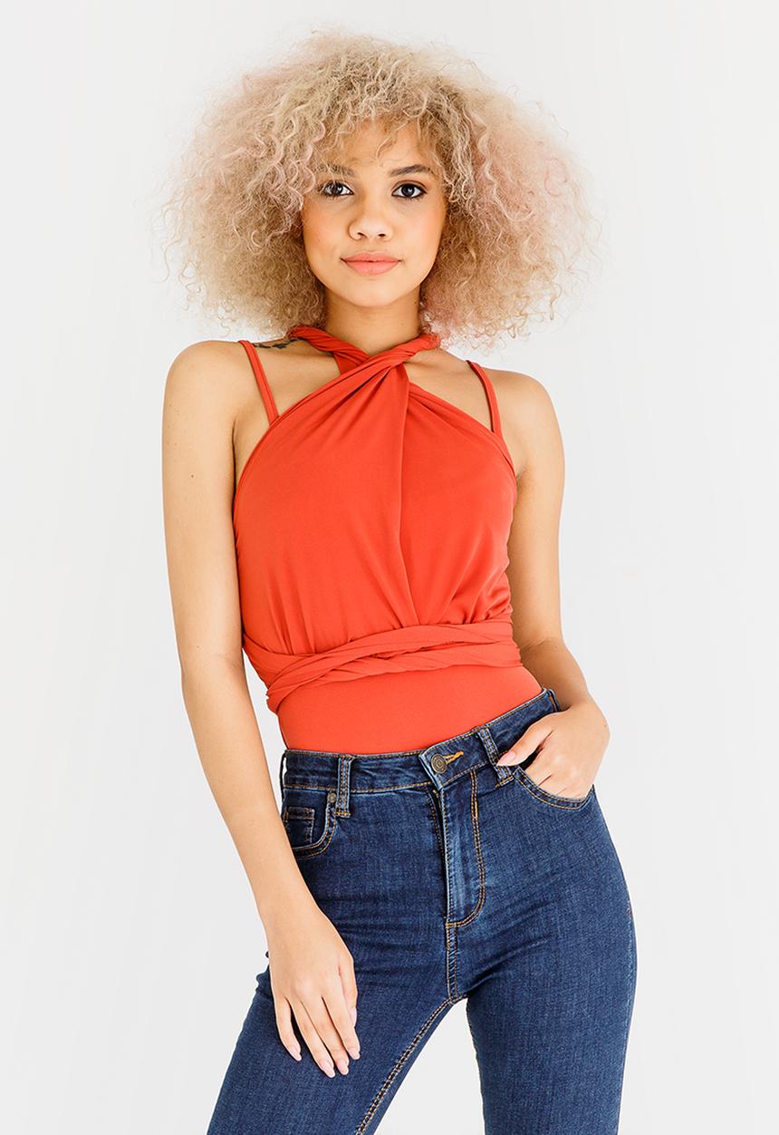 STYLE REPUBLIC - Multi Wrap Bodysuit Orange