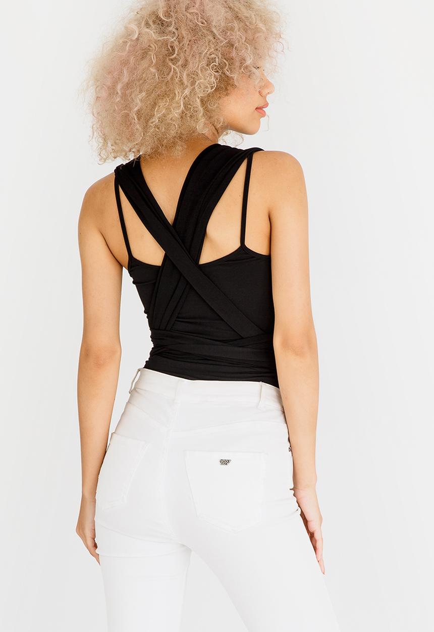 STYLE REPUBLIC - Multi Wrap Bodysuit Black