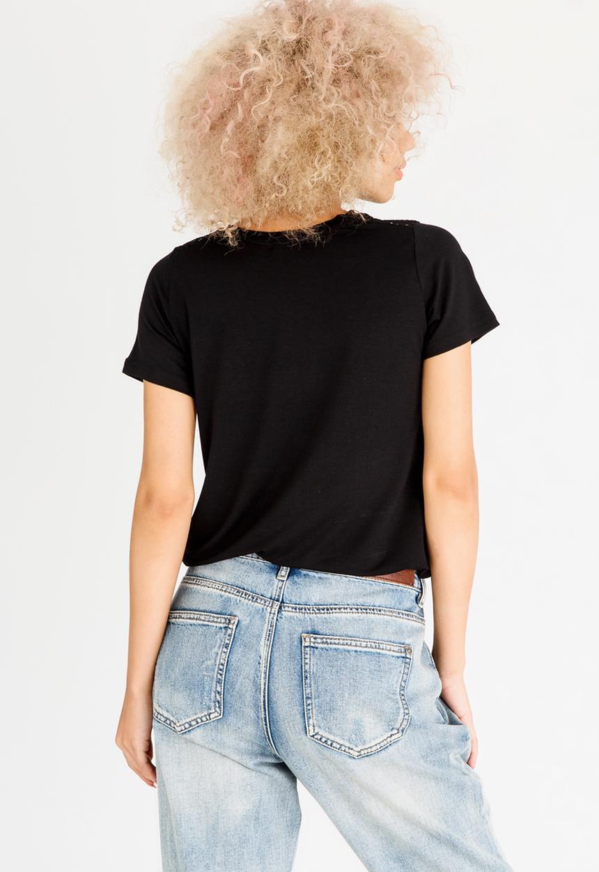 c(inch) - Mesh Inset T-shirt Black