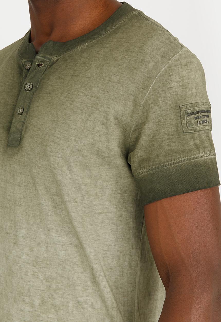 S.P.C.C - Dirty Dyed Henley Tee Khaki Green