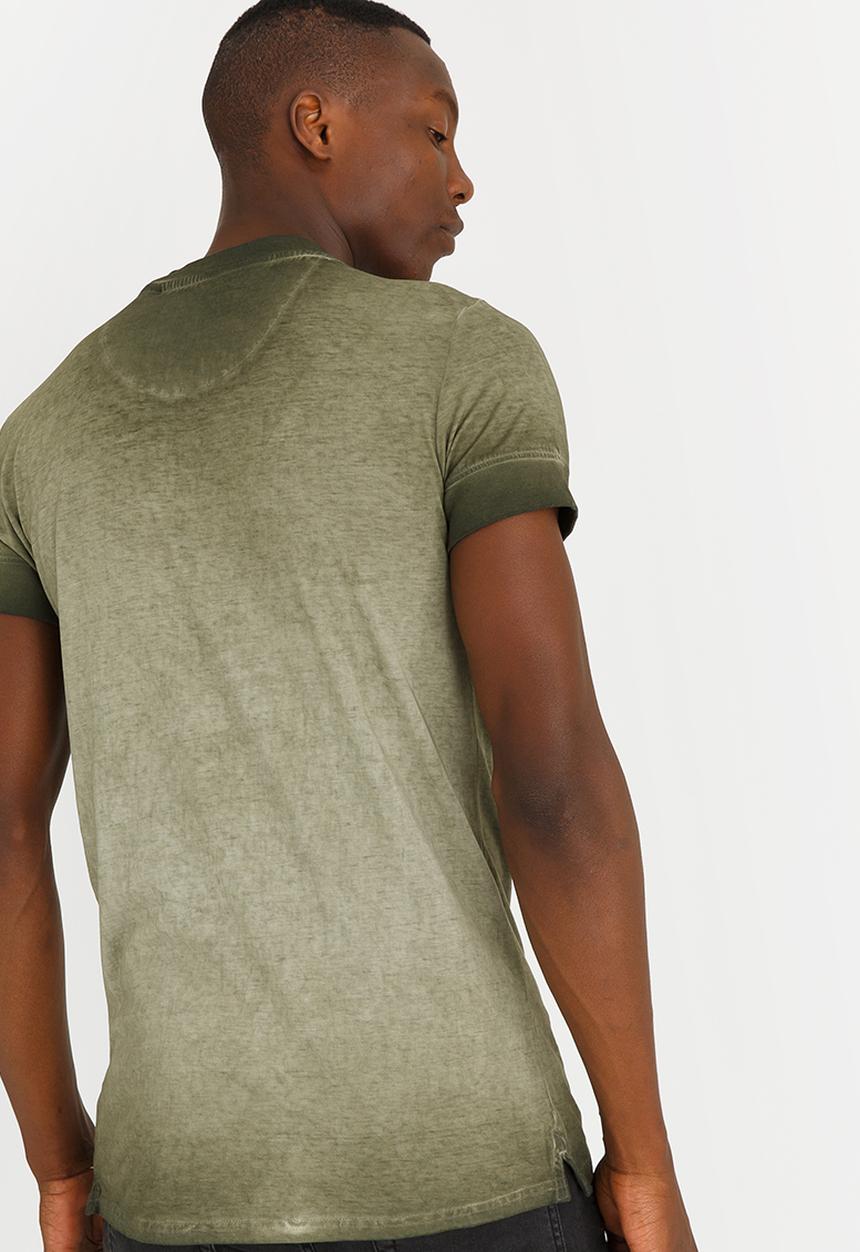 S.P.C.C - Dirty Dyed Henley Tee Khaki Green