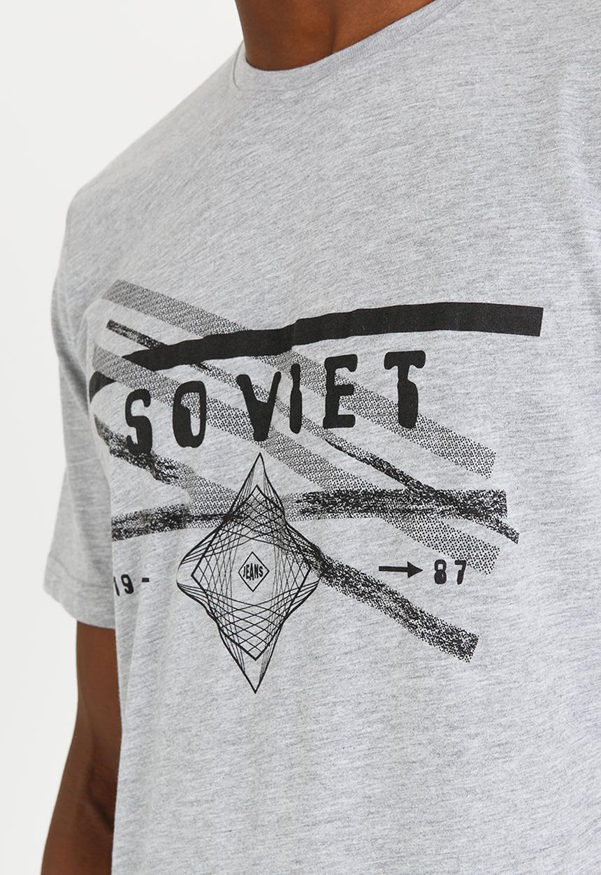 SOVIET - Leeds Crew Neck Logo Tee Grey Melange