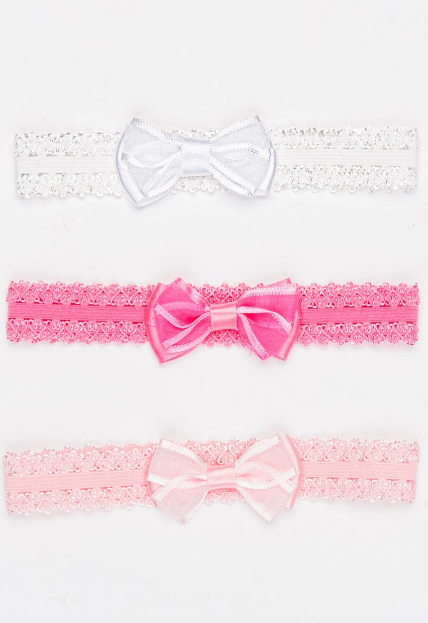 Jewels and Lace - Bow Headband 3 Pack Multi-colour