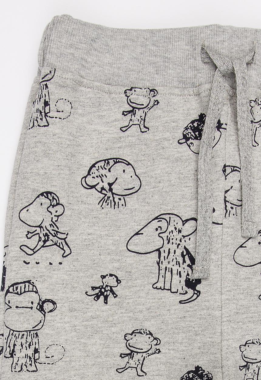 Pop Candy - Monkey Printed Jogger Grey