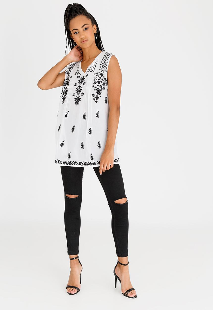 G Couture - Cotton Sleeveless Top Black and White