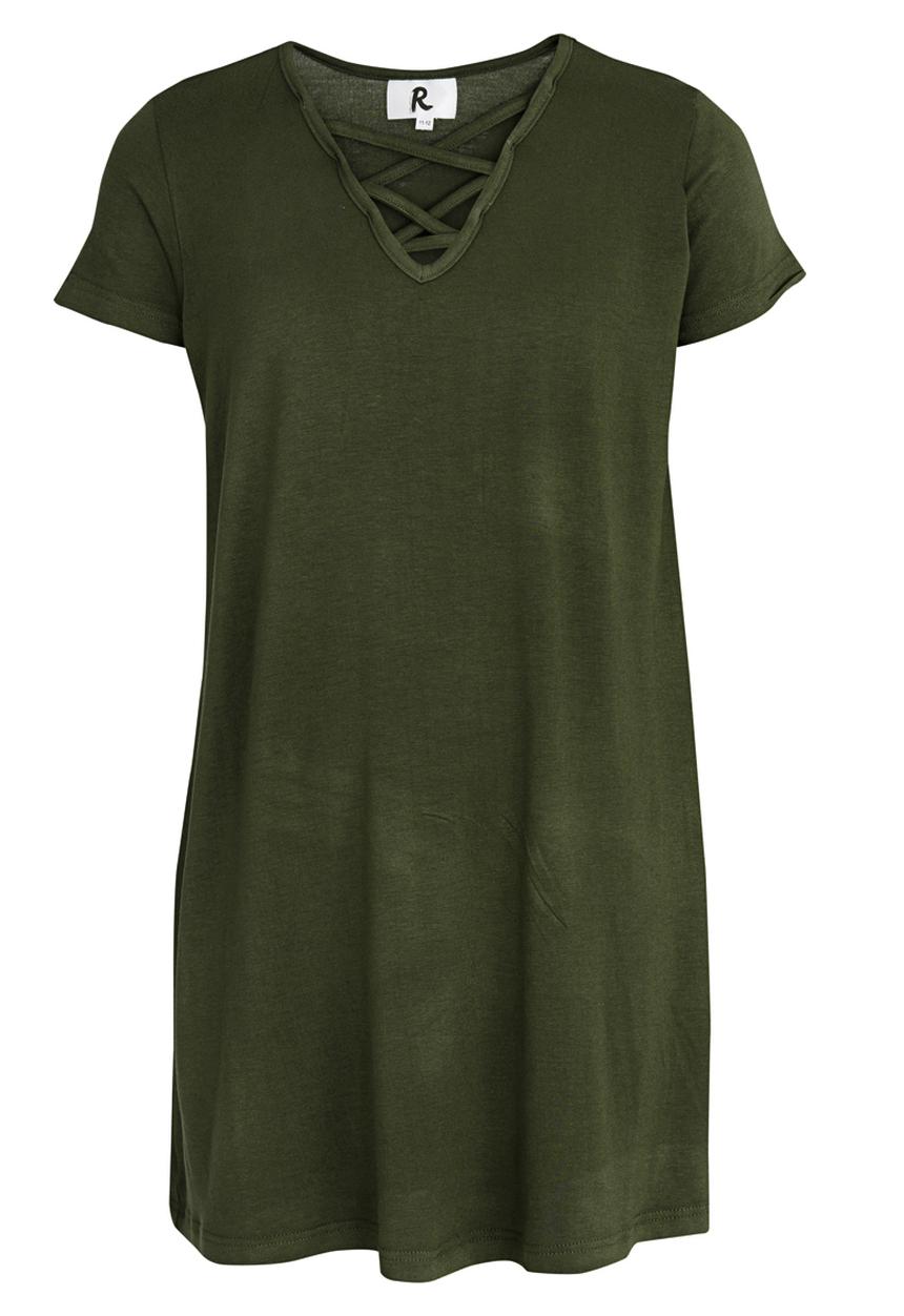 Rebel Republic - Criss Cross Front A-line Dress Mid Green