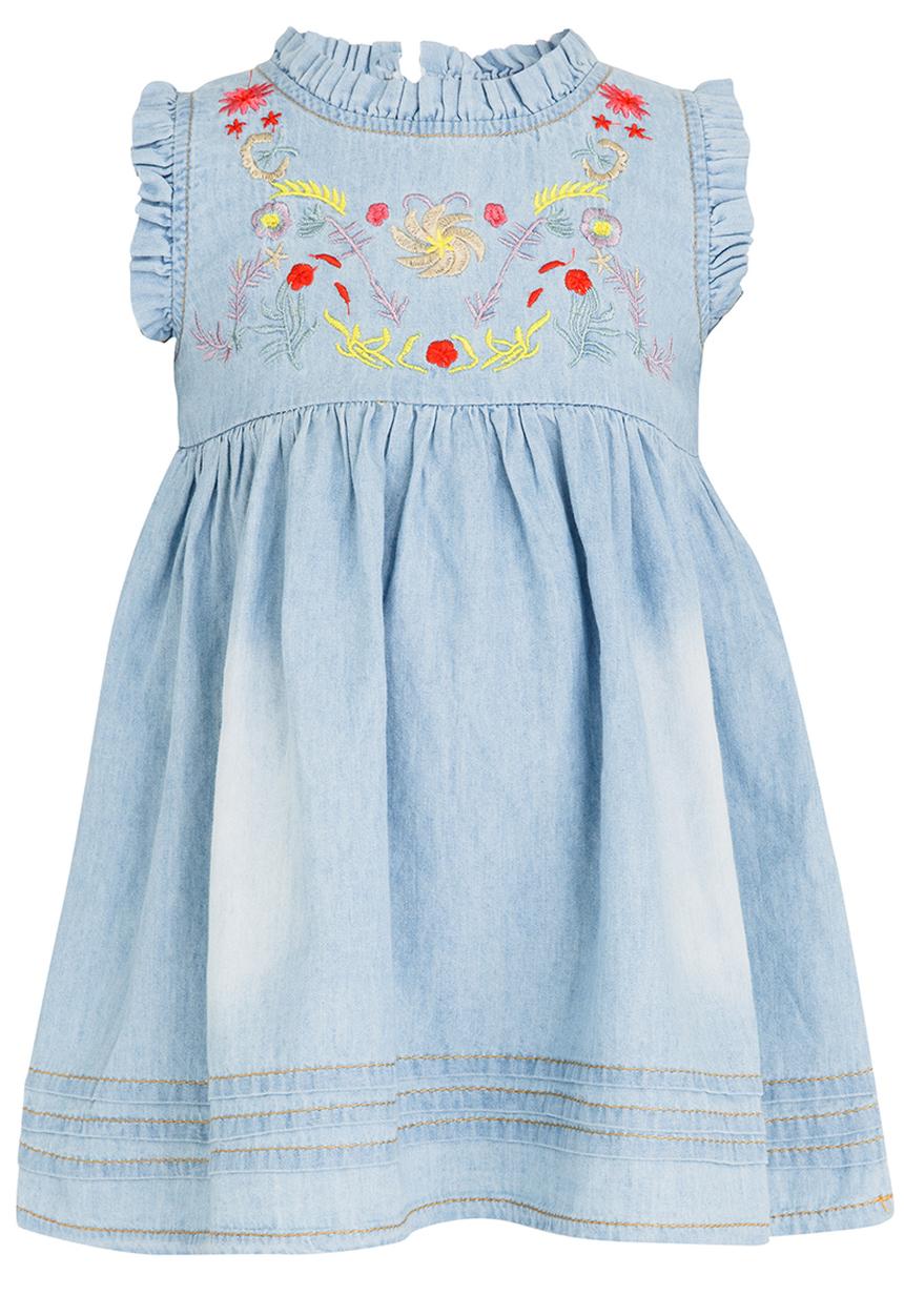 Pop Candy - Denim Embroidered Dress Blue