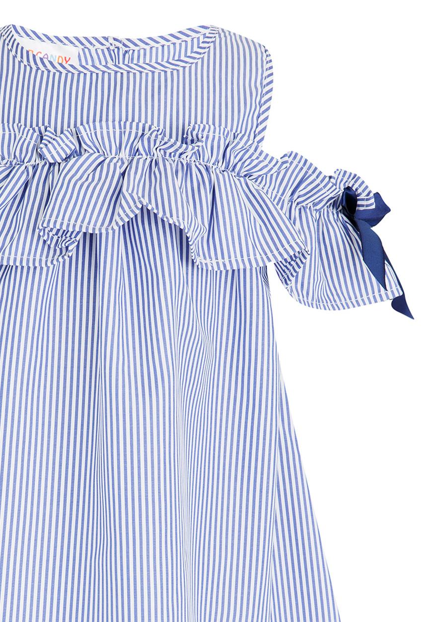 Pop Candy - Striped Cold Shoulder dress Blue