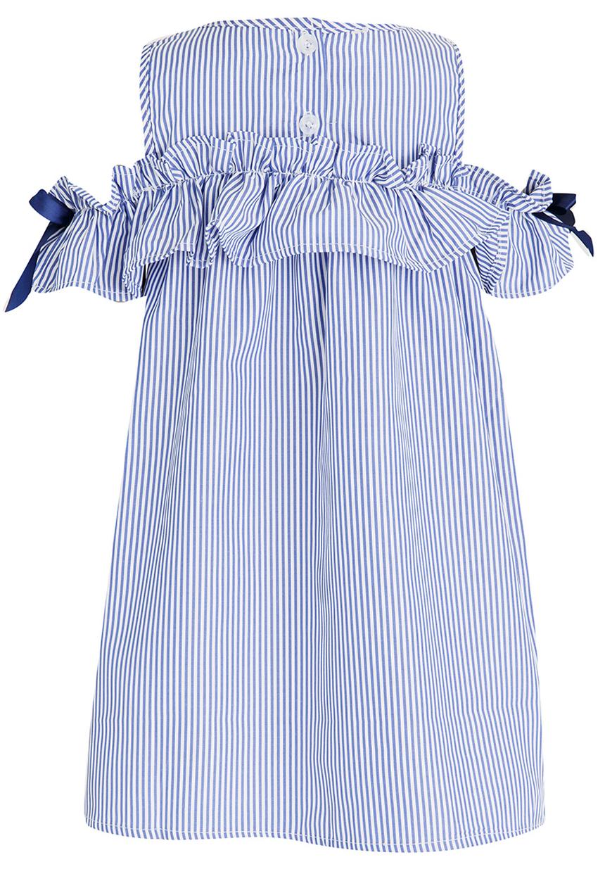 Pop Candy - Striped Cold Shoulder dress Blue