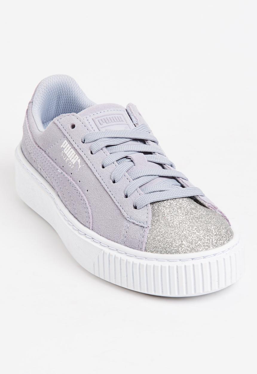 PUMA - Suede Platform Glam Silver