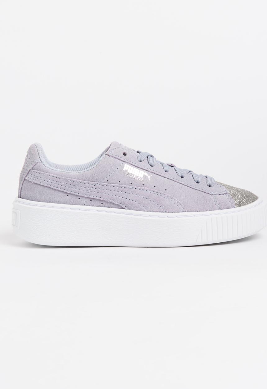 PUMA - Suede Platform Glam Silver