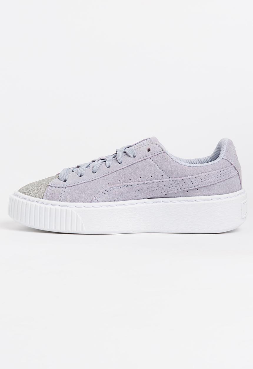 PUMA - Suede Platform Glam Silver
