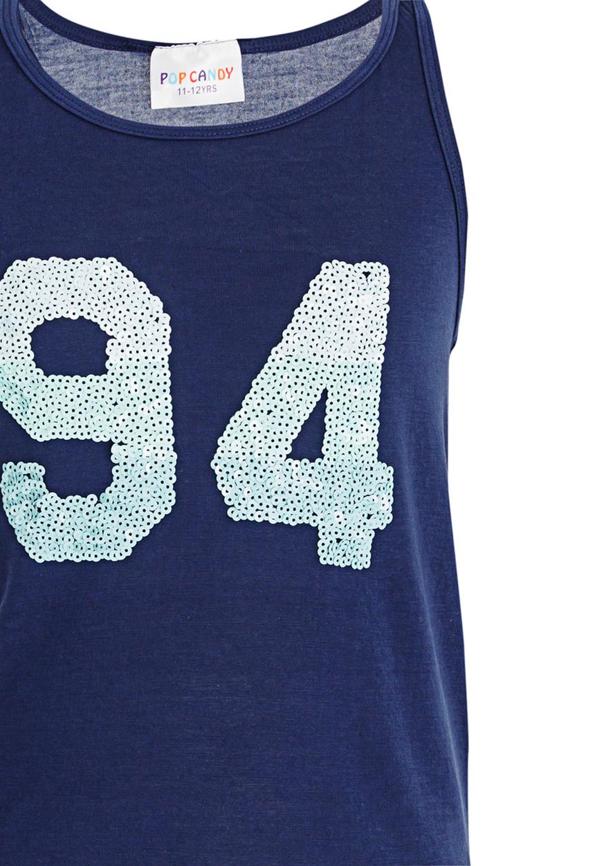 Pop Candy - Numbers Sequin Vest Navy