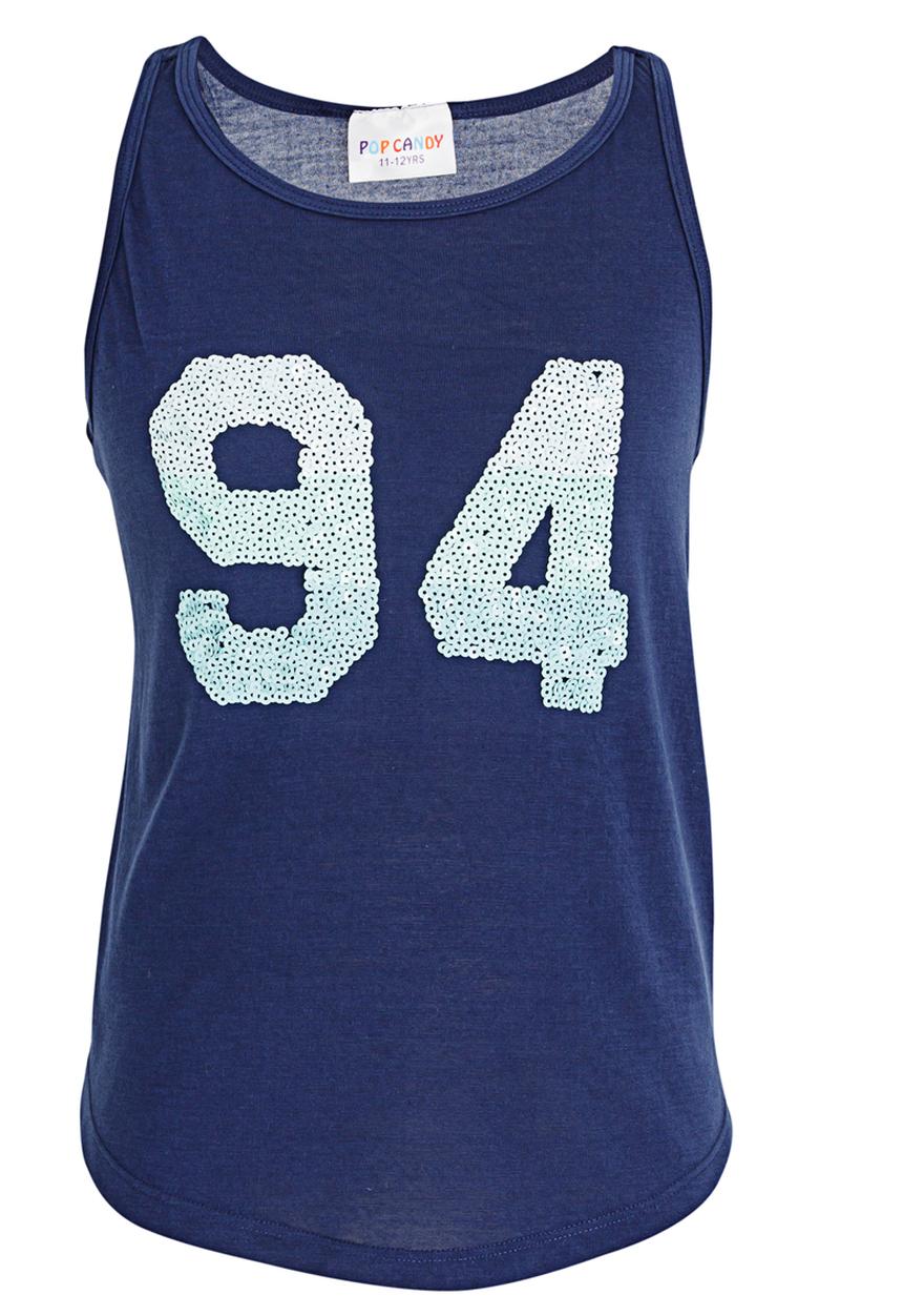 Pop Candy - Numbers Sequin Vest Navy